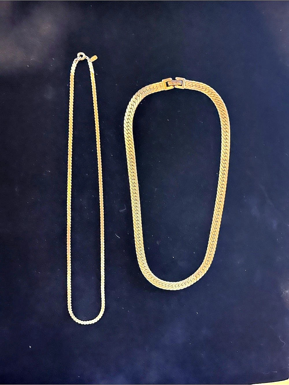 Vintage Monet Gold Chain Necklace Set - Flat Curb & Dainty Link Chains